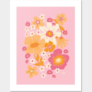 Groovy 60s Floral - Florida Pink Posters and Art